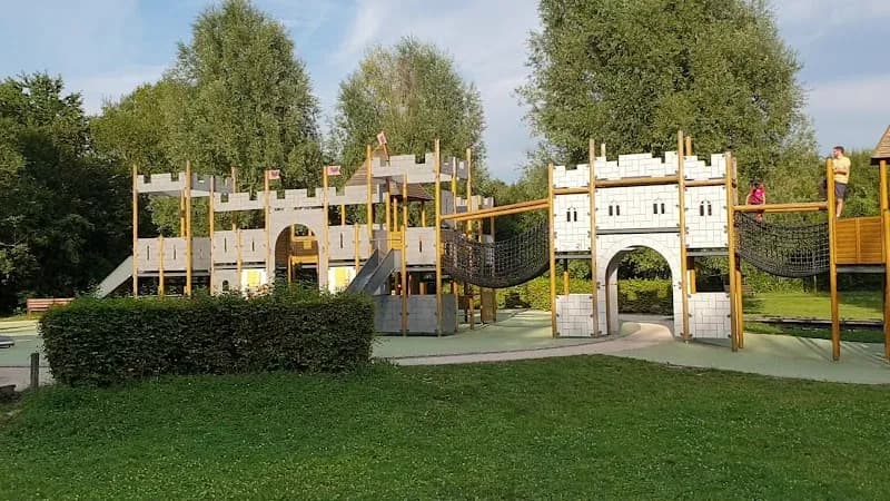 View of Aire de Jeux du parc de la haute île in Neuilly-sur-Seine, IDF