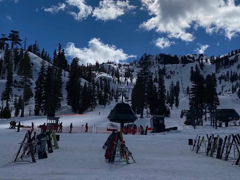 View of Alpine Base Area at Palisades Tahoe in Lake Tahoe, CA