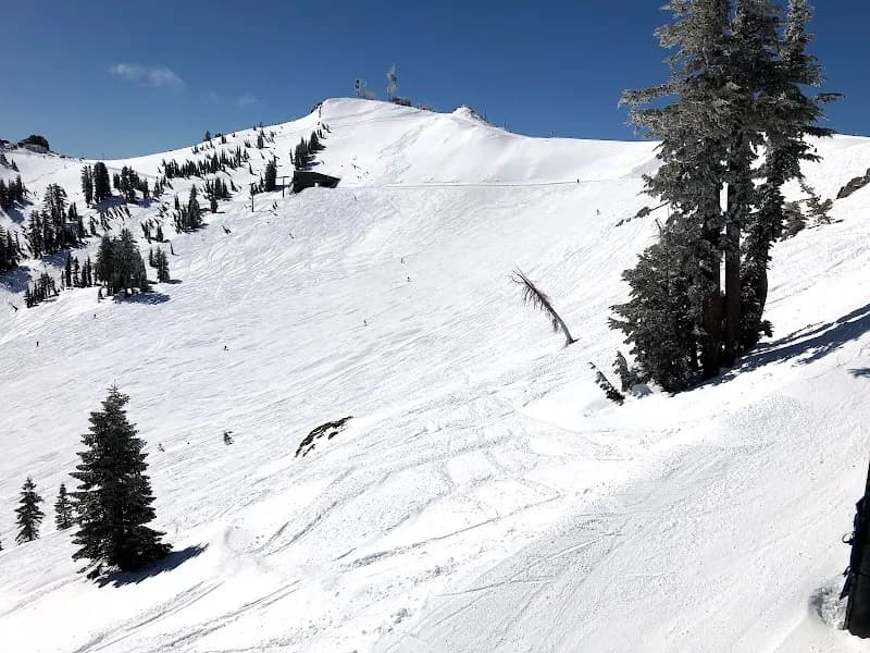 View of Alpine Base Area at Palisades Tahoe in Lake Tahoe, CA