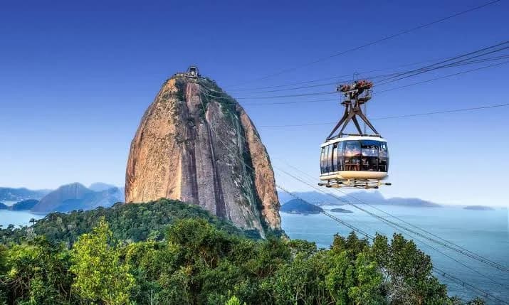 View of Bondinho do Pão de Açúcar in Rio de Janeiro, RJ
