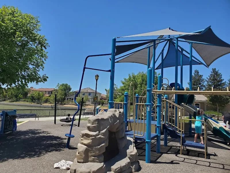 View of Bridgeway Lakes Community Park in West Sacramento, CA