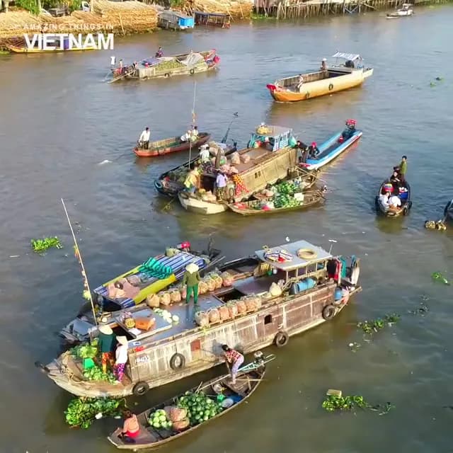 View of Cai Rang Floating Market in Can Tho, HCMC