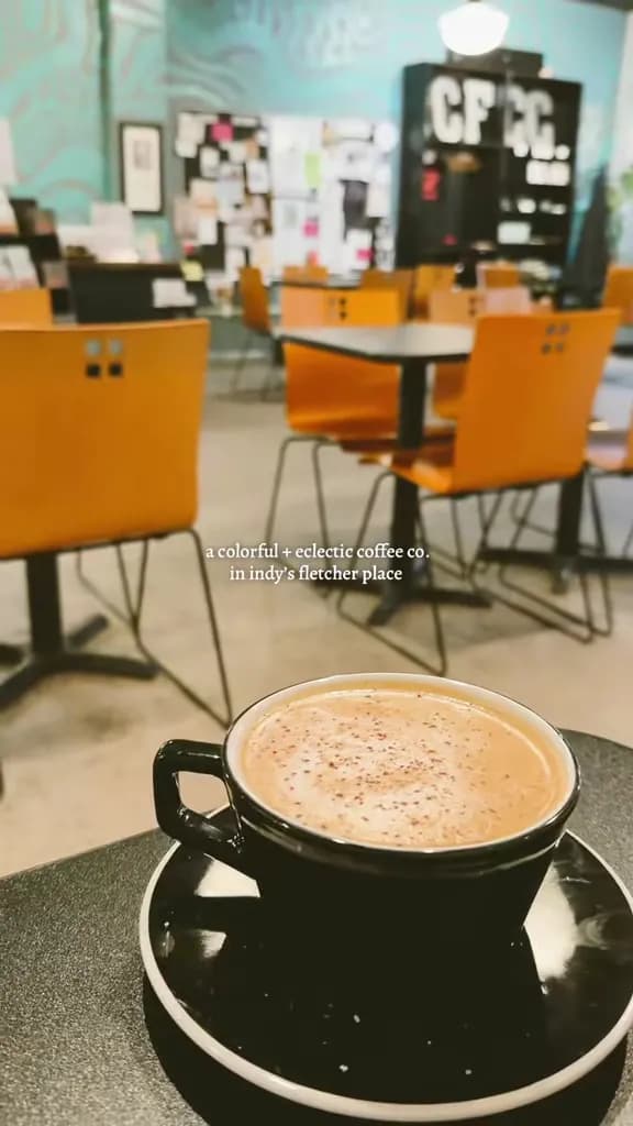 View of Calvin Fletcher's Coffee Company in Fountain Square, IN