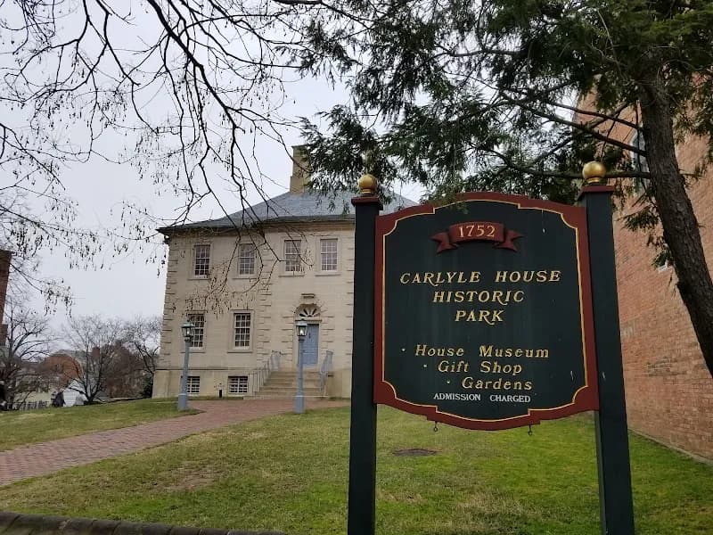 View of Carlyle House Historic Park in Alexandria, VA