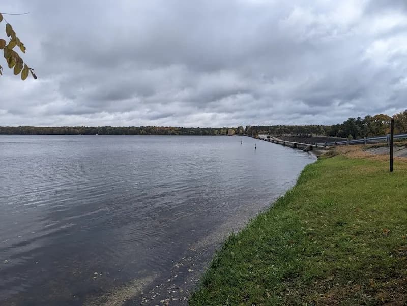 View of Croton Dam Pond in Newaygo, MI