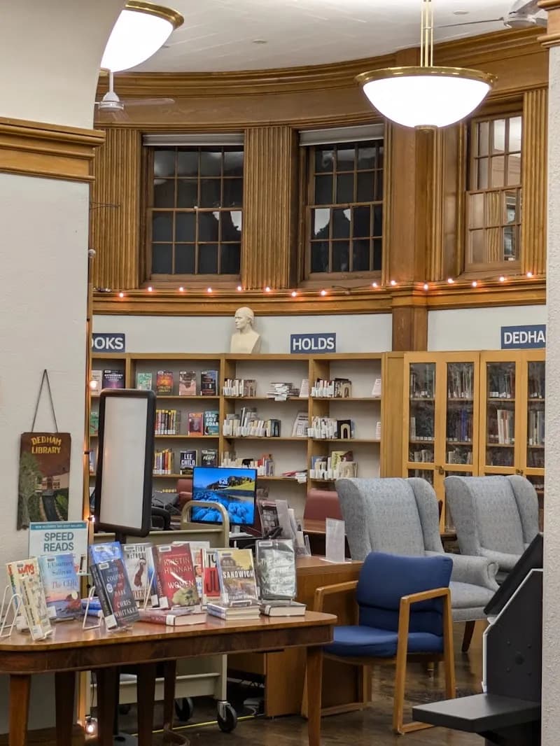 View of Dedham Public Library in Dedham, MA
