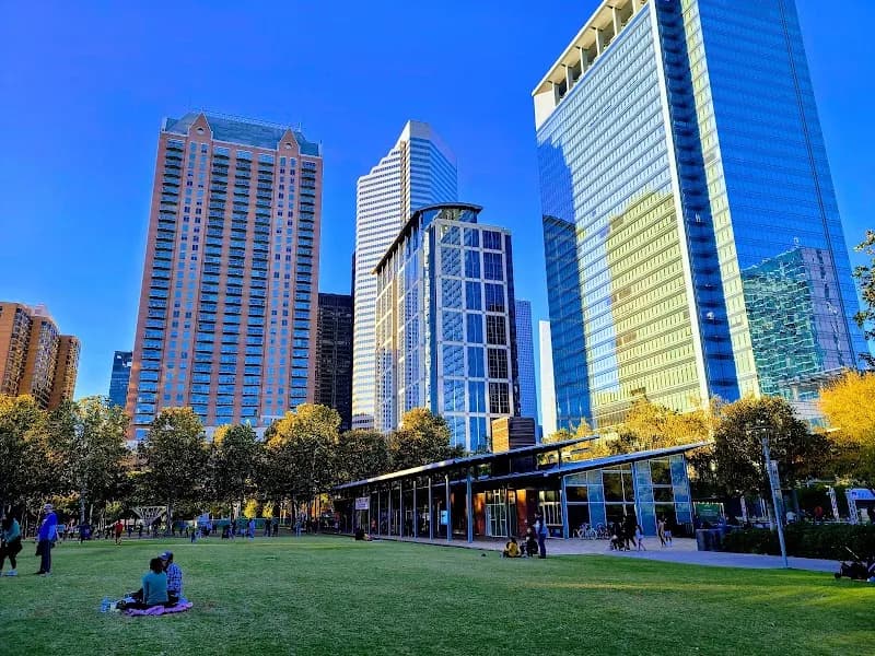 View of Discovery Green in Houston, TX