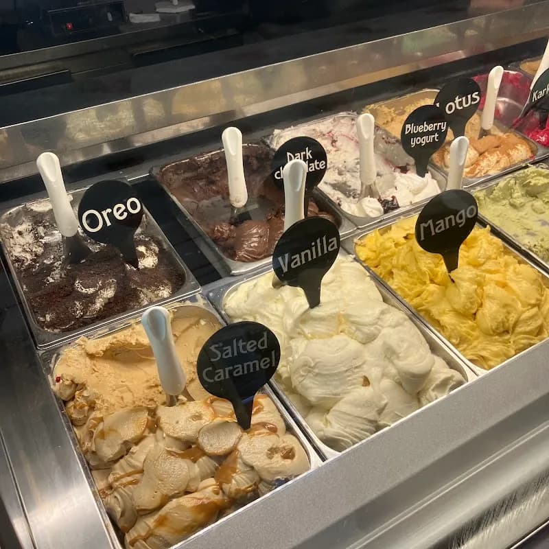 View of Dokki Ice Cream Parlors (local chains) in Dokki, Cairo