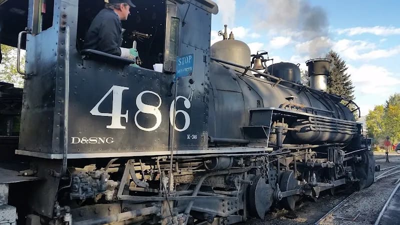 View of Durango and Silverton Narrow Gauge Railroad in Durango, CO