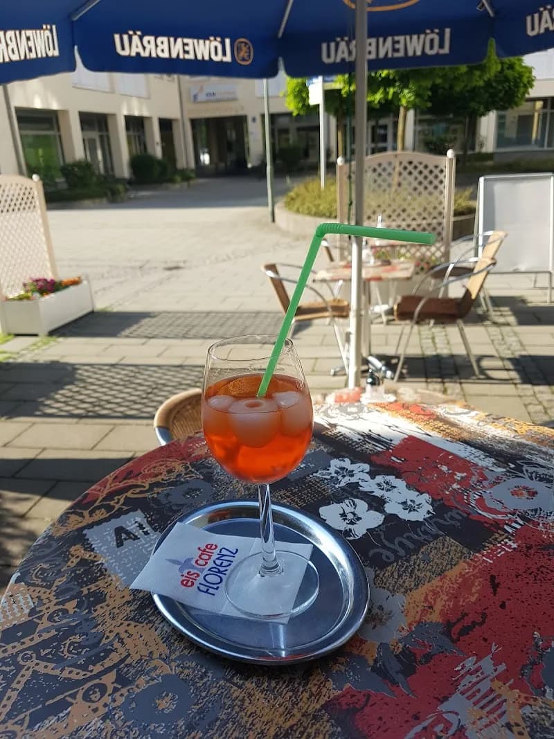 View of Eiscafé am Markt in Unterhaching, BY