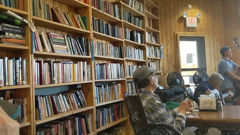 View of Falling Rock Cafe and Book Store in Munising, MI