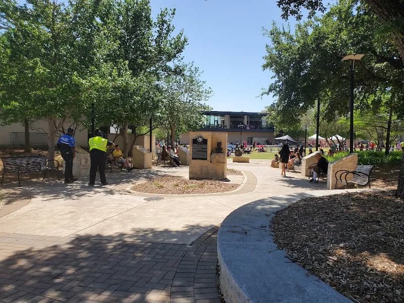 View of Founders Plaza History Garden in Arlington, TX