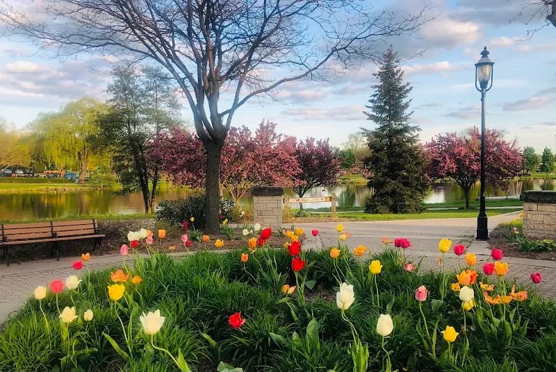 View of Frame Park Formal Gardens in Waukesha, WI