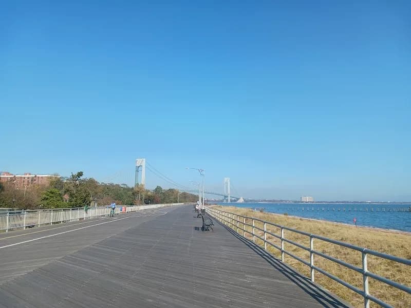 View of Franklin D. Roosevelt Boardwalk and Beach in Staten Island, NY
