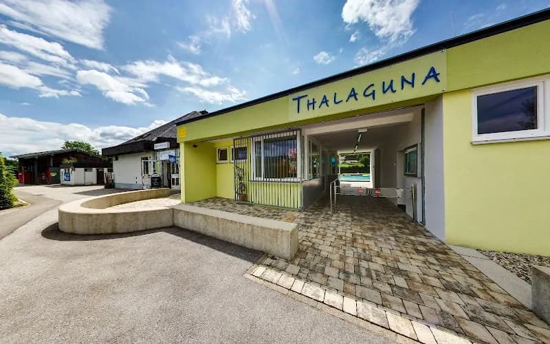 View of Freibad Thalgau Thalaguna in Thalgau, Salzburg