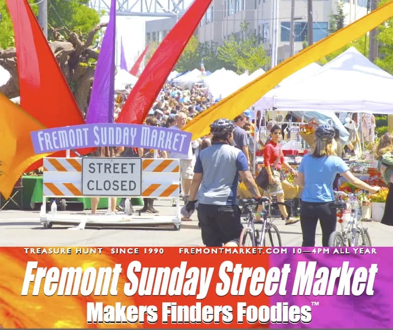View of Fremont Sunday Street Market in Fremont, WA