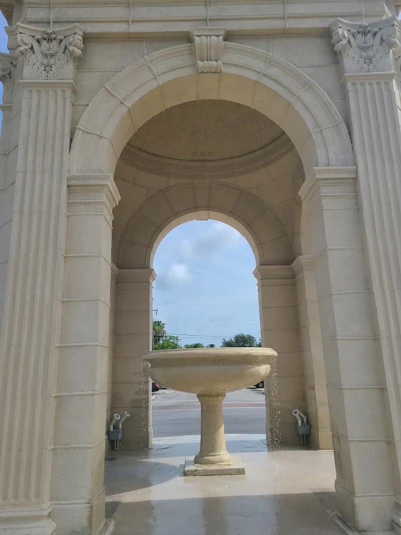 View of Fulford-by-the-Sea Fountain in North Miami Beach, FL