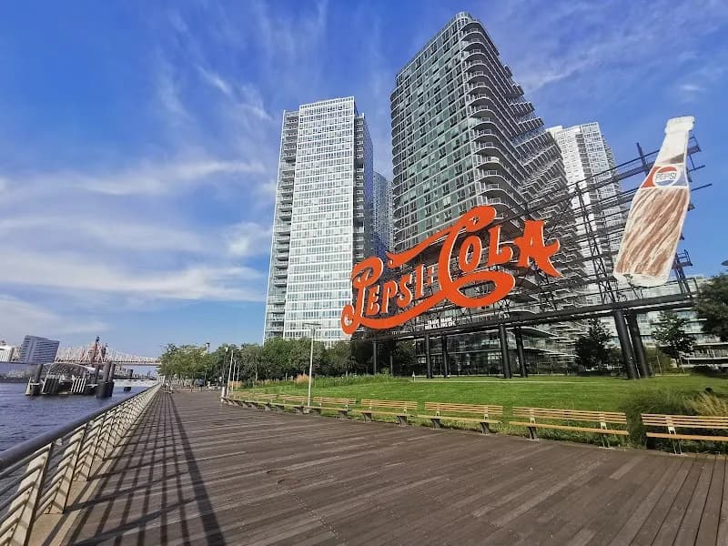 View of Gantry Plaza State Park in Queens, NY