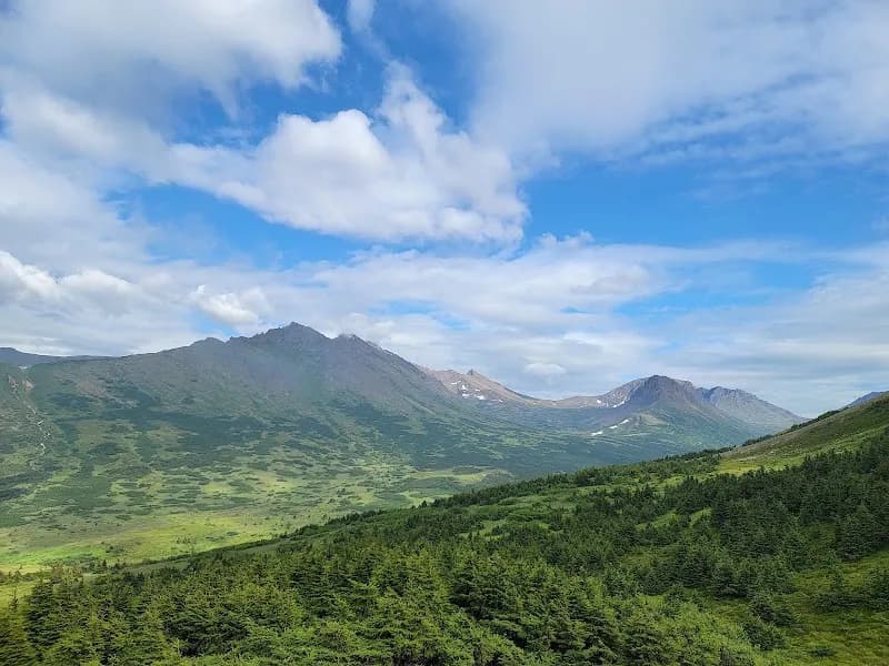 View of Glen Alps / Flattop Trailhead in Anchorage, AK