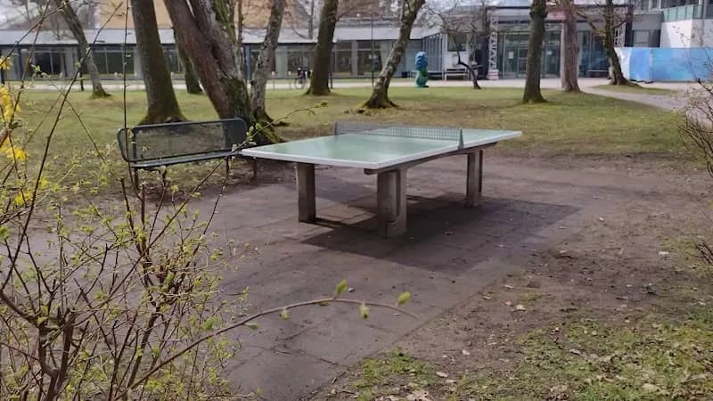 View of Grünwalder Freizeit Park in Unterhaching, BY