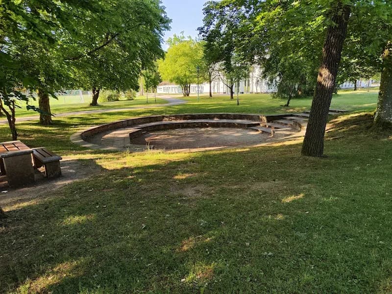 View of Grünwalder Freizeit Park in Unterhaching, BY