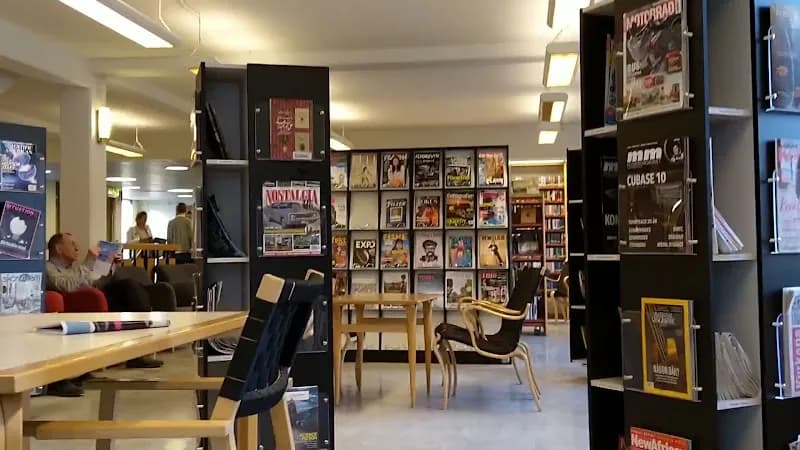 View of Huddinge huvudbibliotek in Huddinge, Stockholm