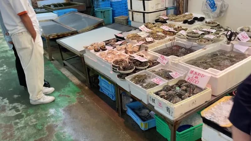 View of Izumisano Gyokyo Aozora Fishery Cooper's Market in Izumi, Osaka