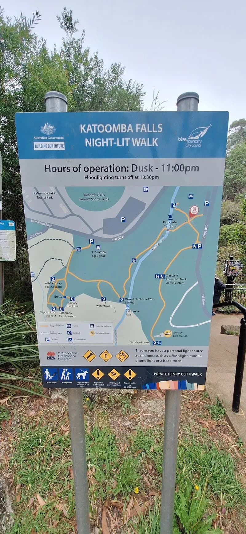 View of Katoomba Falls Reserve in Blue Mountains, NSW