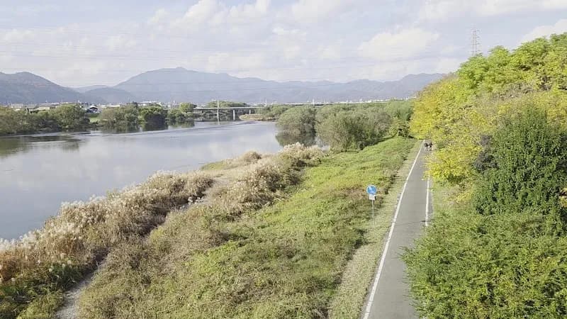 View of Katsura River Cycling Road in Nagaokakyo, KYO