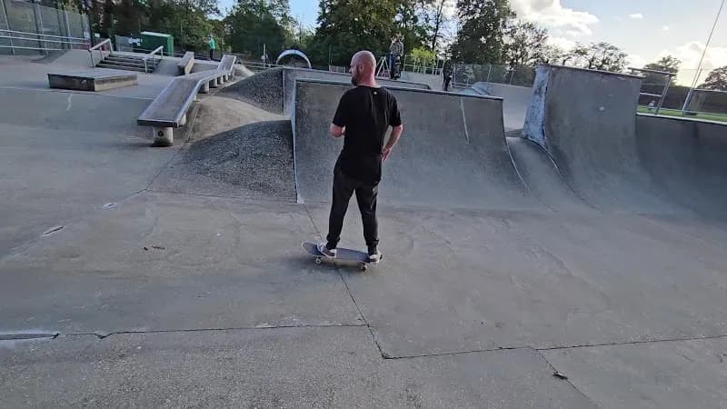View of Kingsfield Concrete Skatepark in Kingston upon Thames, London