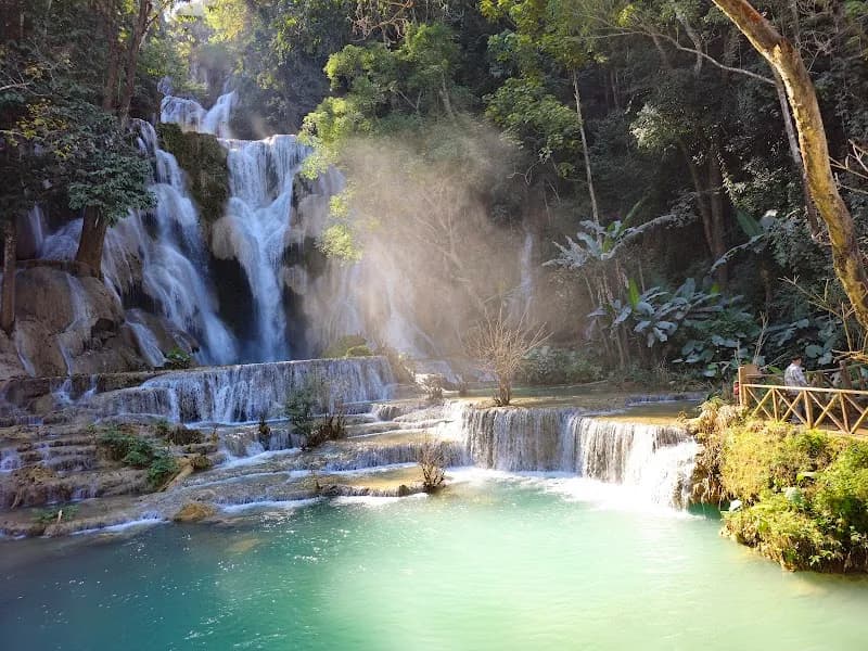 Kuang Si Waterfall tourist attraction in Luang Prabang, LP