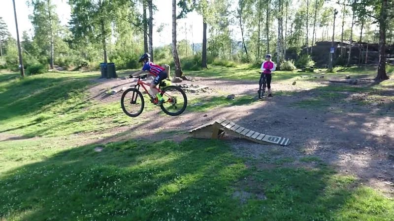 View of Langsethløkka playground in Lillomarka, Oslo