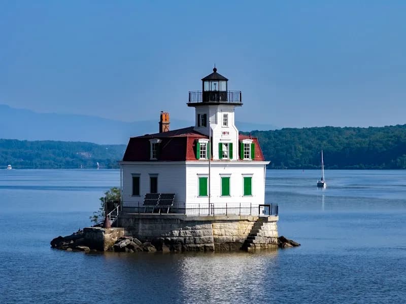 View of Lighthouse Park and Historical Marker in Hudson, IL