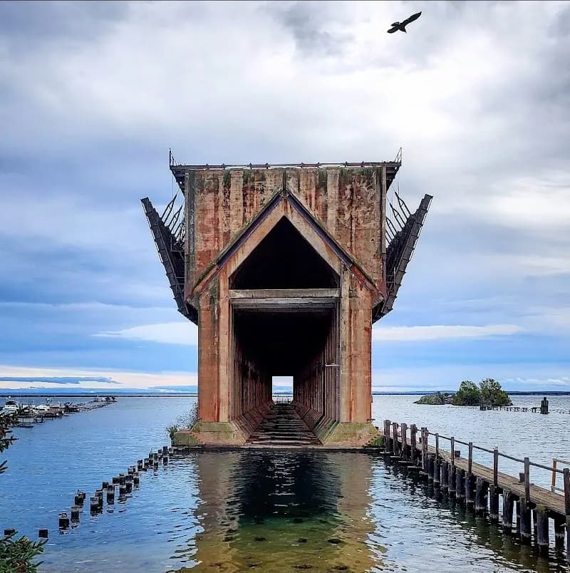 Lower Harbor Ore Dock historical landmark in Marquette, MI