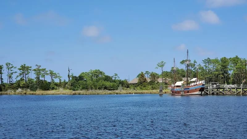 View of Manteo Waterfront Marina in Nags Head, NC
