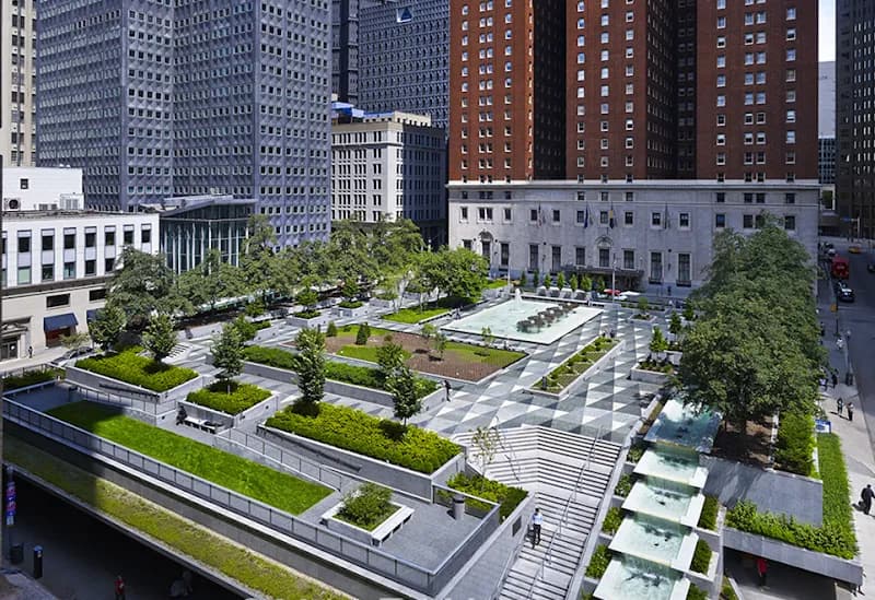 Mellon Square park in Pittsburgh, PA