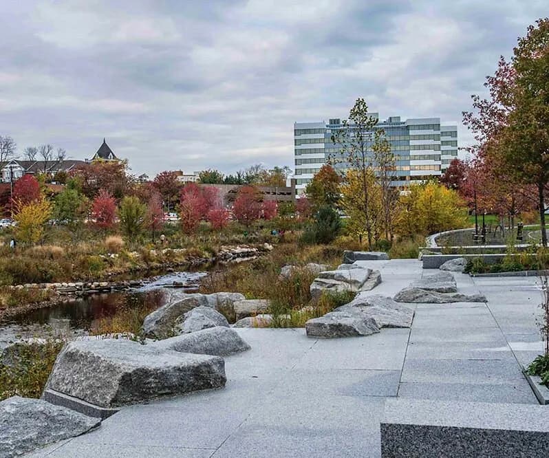 Mill River Park park in Stamford, CT
