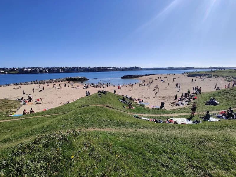 View of Nauthólsvík Geothermal Beach in Grafarvogur, CR