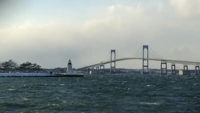 View of Newport Harbor Lighthouse in Newport, RI