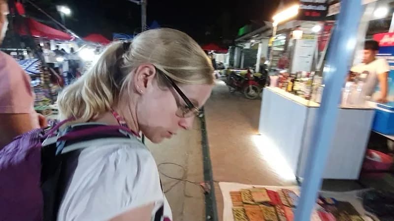 View of Night Market (Luang Prabang Night Bazaar) in Luang Prabang, LP