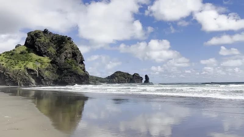 View of North Piha Beach in Piha, AKL