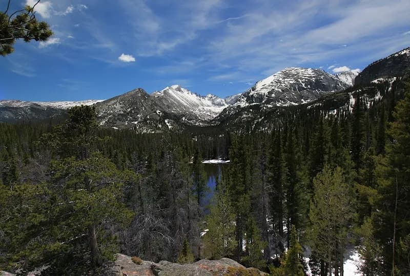 View of Nymph Lake in Estes Park, CO