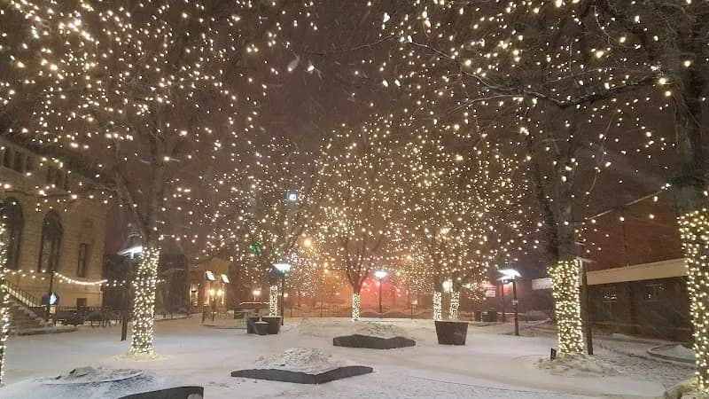View of Oak Street Plaza Park in Fort Collins, CO