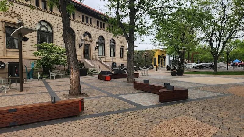 View of Oak Street Plaza Park in Fort Collins, CO