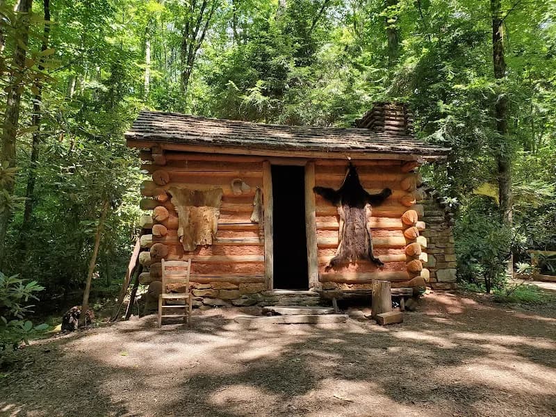 View of Oconaluftee Indian Village in Cherokee, NC