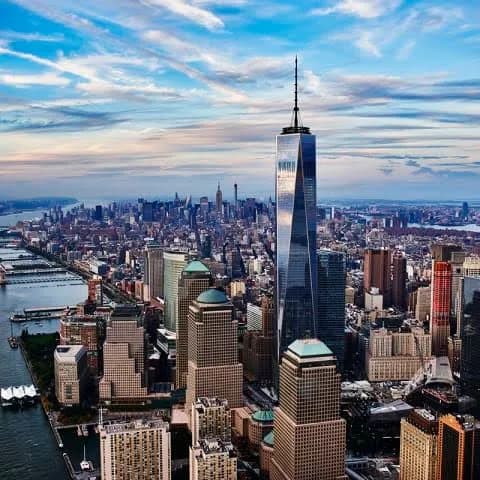 View of One World Observatory in New York City, NY