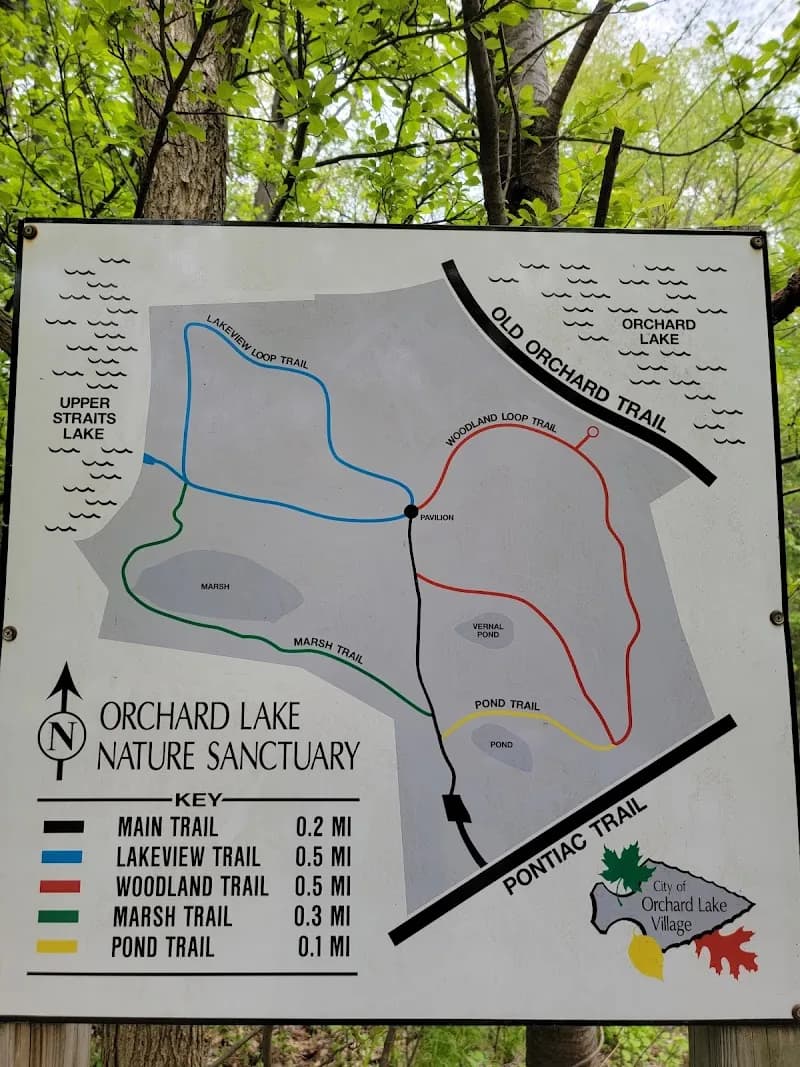 View of Orchard Lake Nature Sanctuary in West Bloomfield, MI