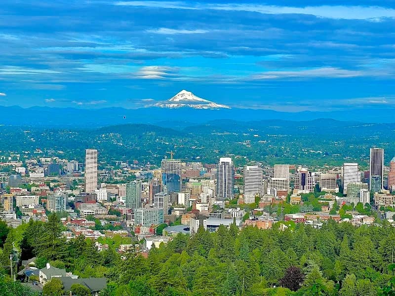 View of Pittock Mansion in Portland, OR