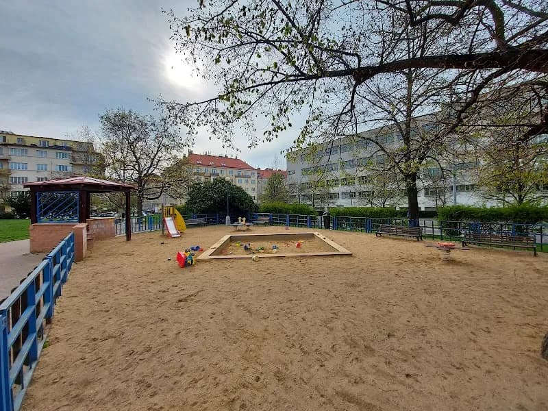 View of Playground at náměstí Jiřího z Poděbrad in Vinohrady, CZ