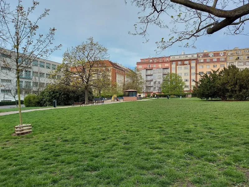 View of Playground at náměstí Jiřího z Poděbrad in Vinohrady, CZ